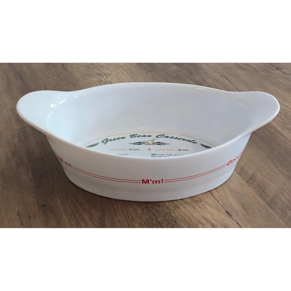 2005‎ Campbells Green Bean Casserole Ceramic Baking Dish w/Recipe Handles